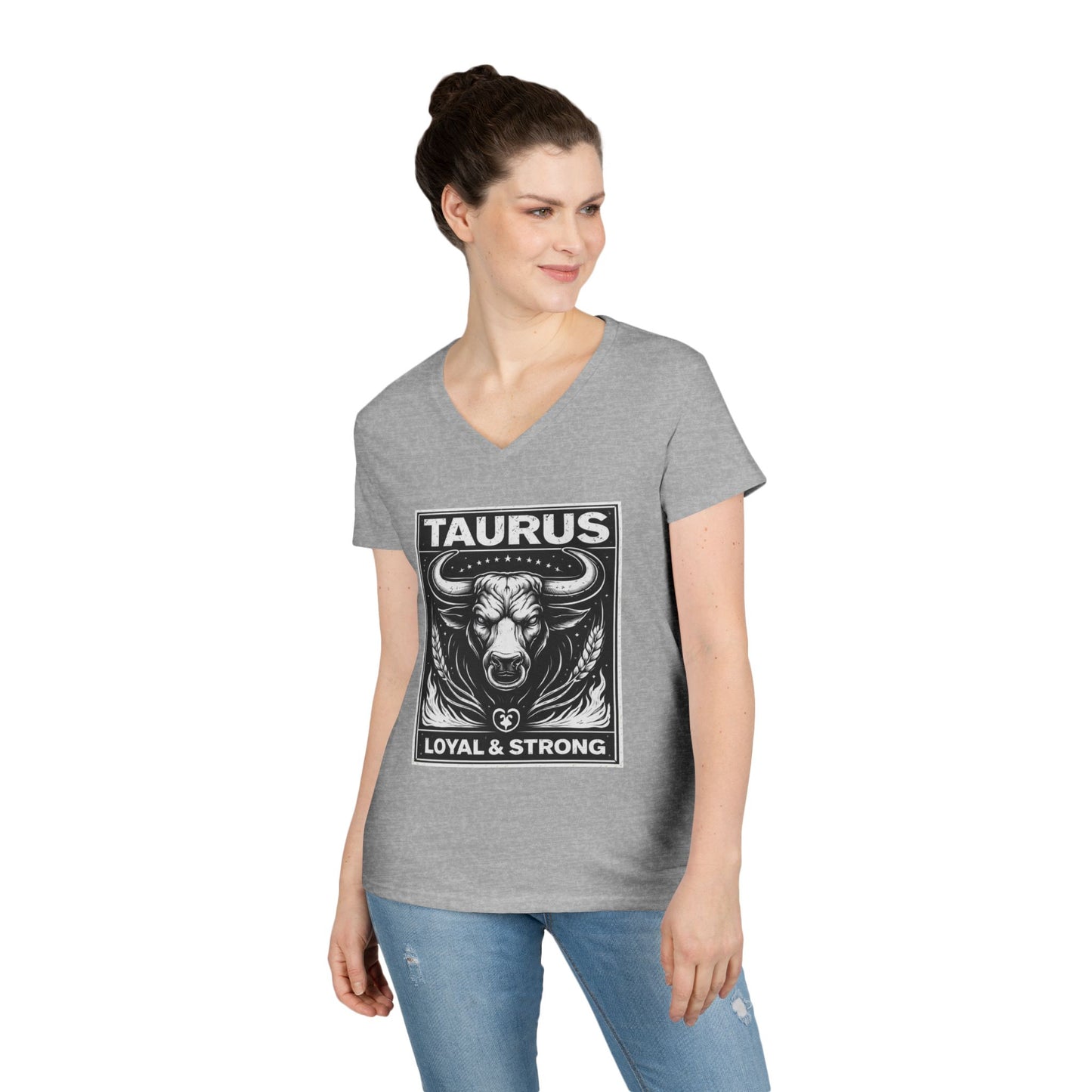 Taurus V-Neck T-Shirt — Loyal & Strong Zodiac Bull Tee