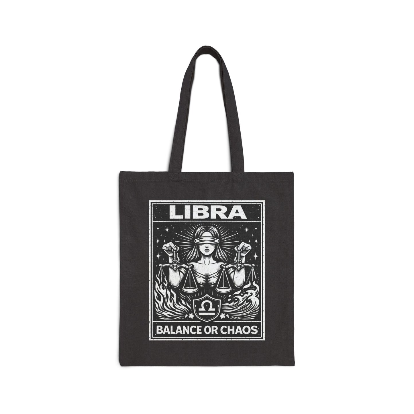 Libra Zodiac Tote Bag — "Balance or Chaos" Astrology Canvas Shopper