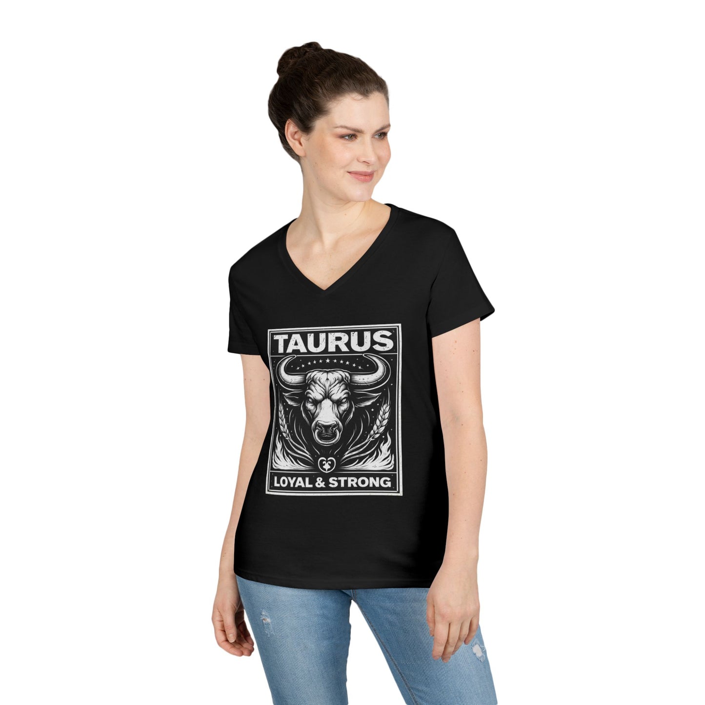 Taurus V-Neck T-Shirt — Loyal & Strong Zodiac Bull Tee