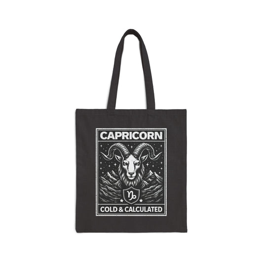 Capricorn Tote Bag – 'Cold & Calculated' Zodiac Canvas Shopper