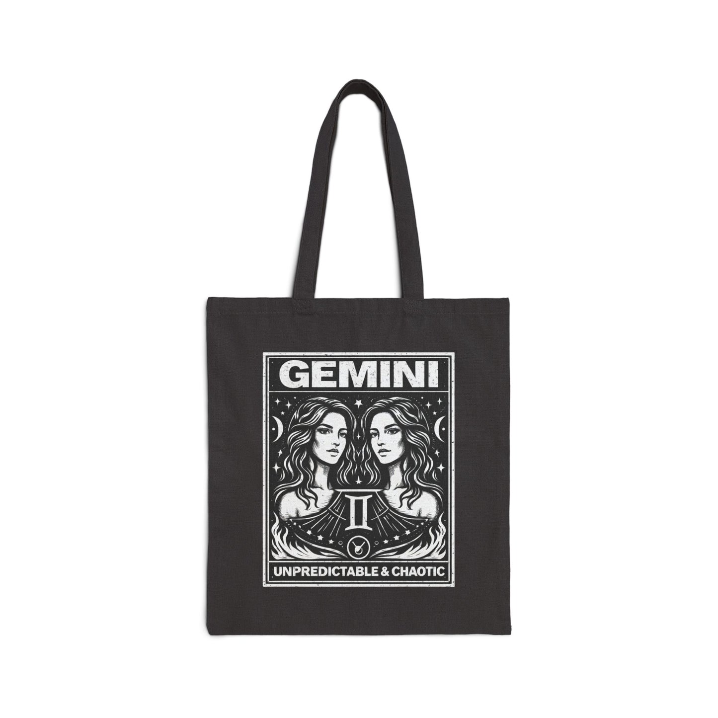 Gemini Zodiac Tote Bag – 'Unpredictable & Chaotic' Cotton Canvas Astrology Shopper