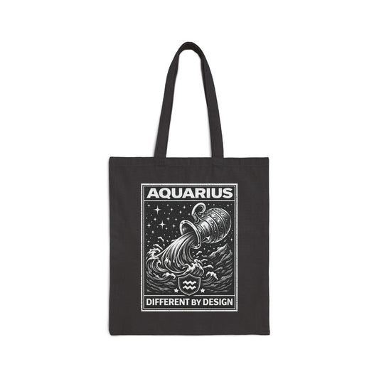 Aquarius Tote Bag – "Different By Design" Astrological Cotton Canvas Tote