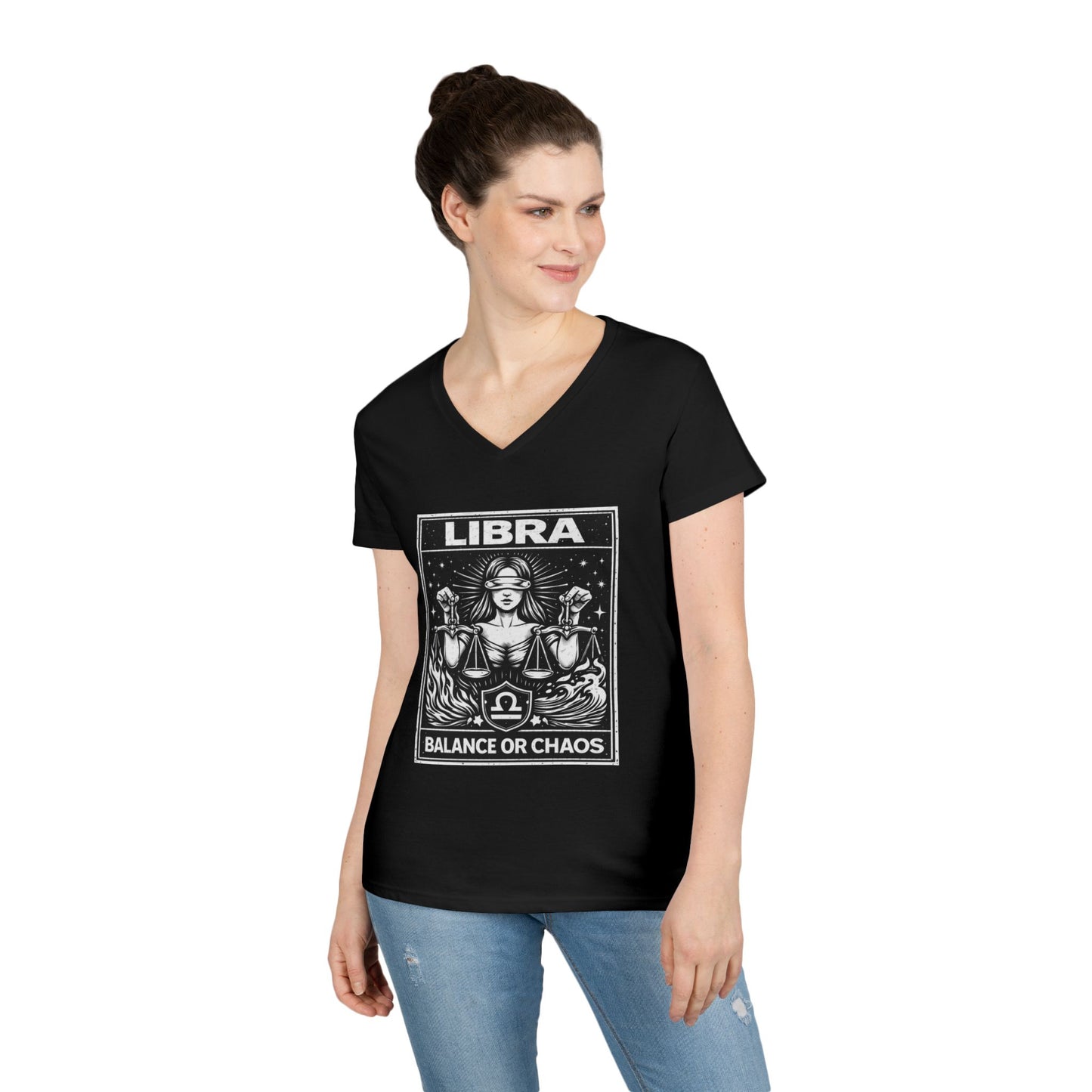 Libra 'Balance or Chaos' V-Neck T-Shirt