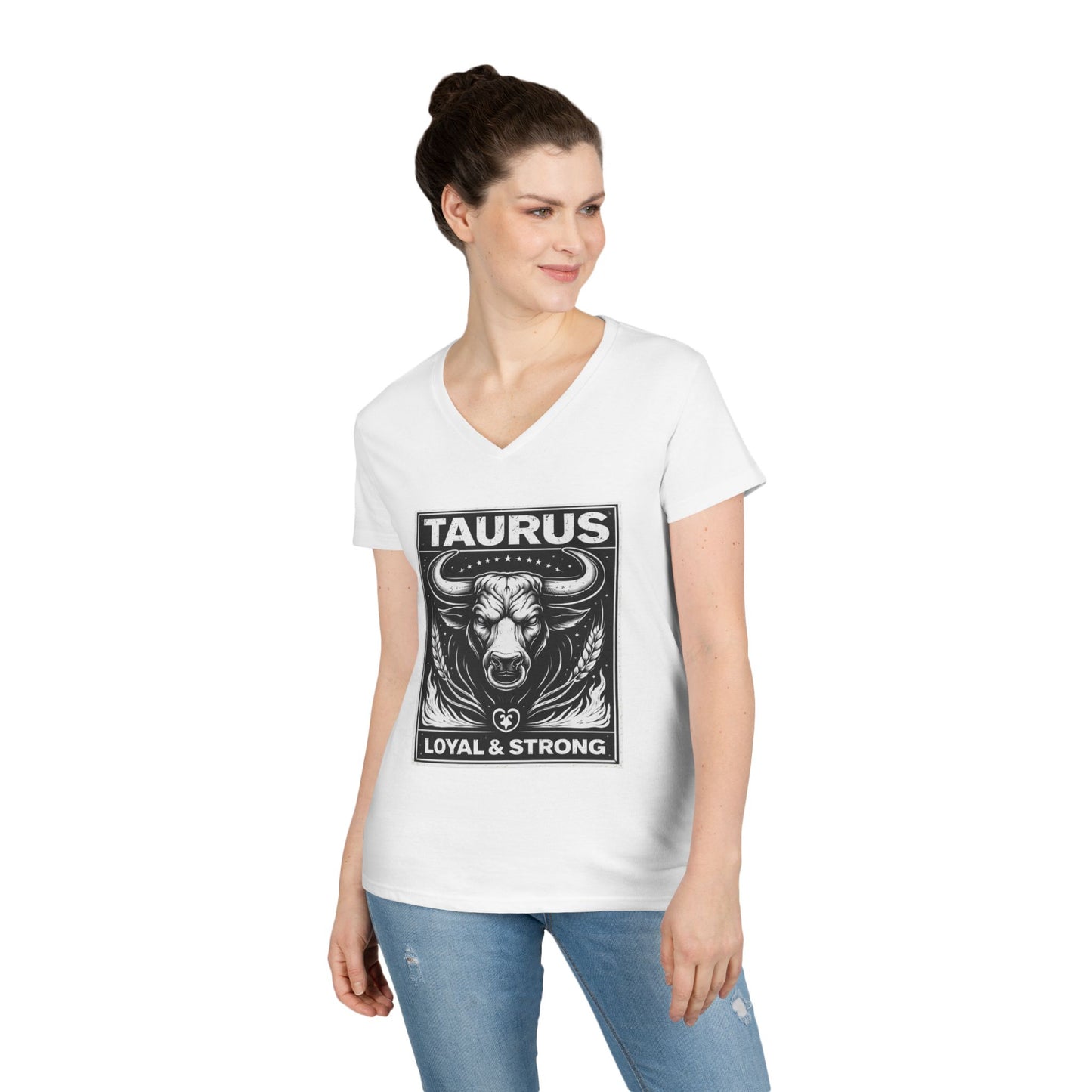 Taurus V-Neck T-Shirt — Loyal & Strong Zodiac Bull Tee