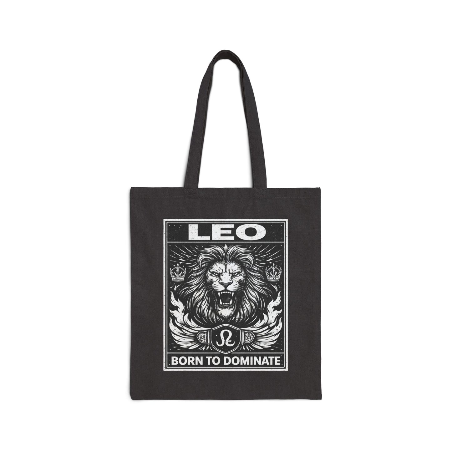 Leo Zodiac Tote Bag — “Born to Dominate” Lion Canvas Tote