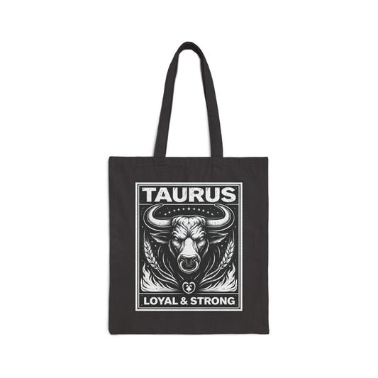 Taurus Zodiac Tote Bag — "Loyal & Strong" Canvas Shopper