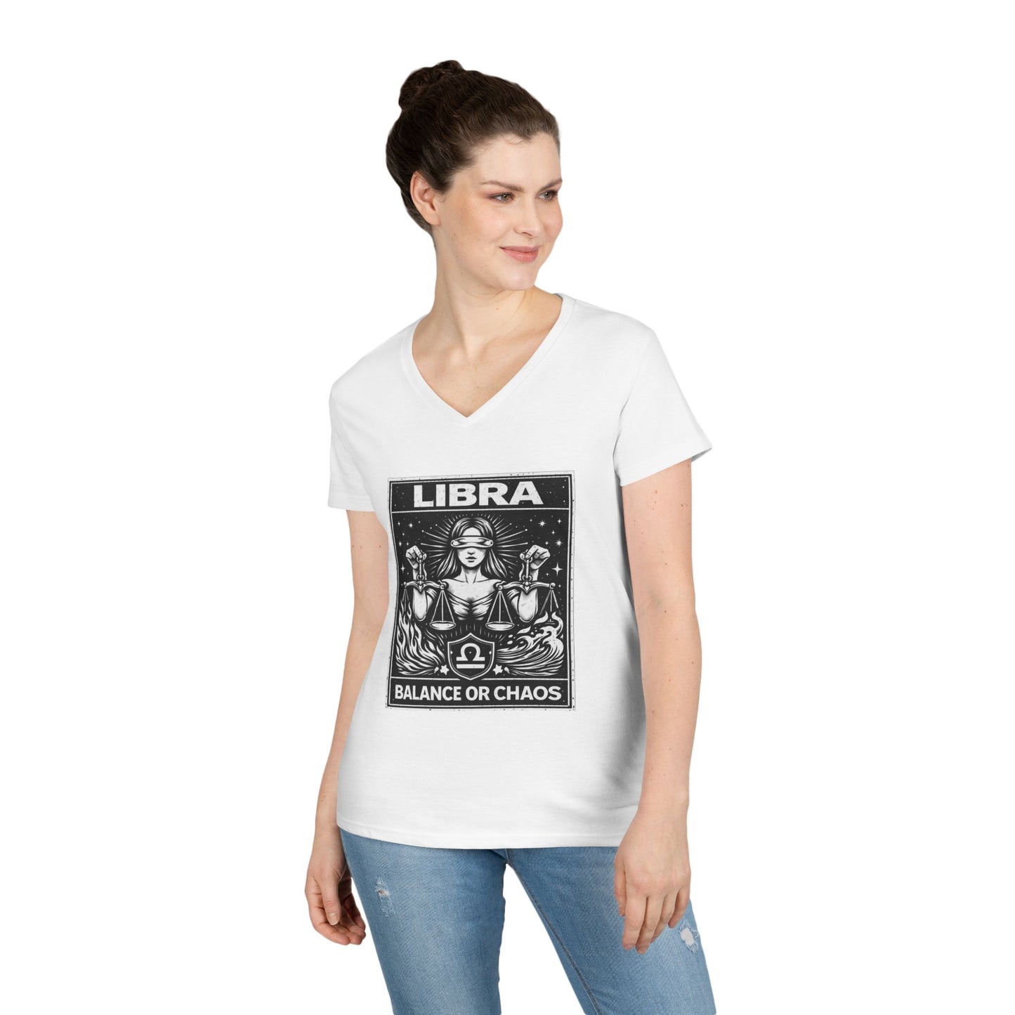 Libra 'Balance or Chaos' V-Neck T-Shirt