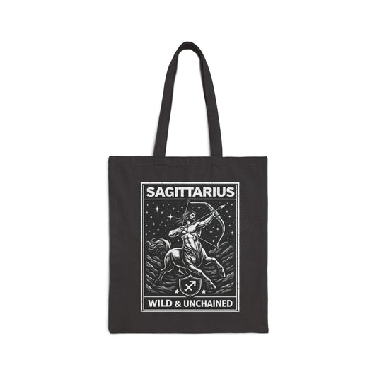 Sagittarius Tote Bag - "Wild & Unchained" Astrology Canvas Tote for Star Sign Gifts